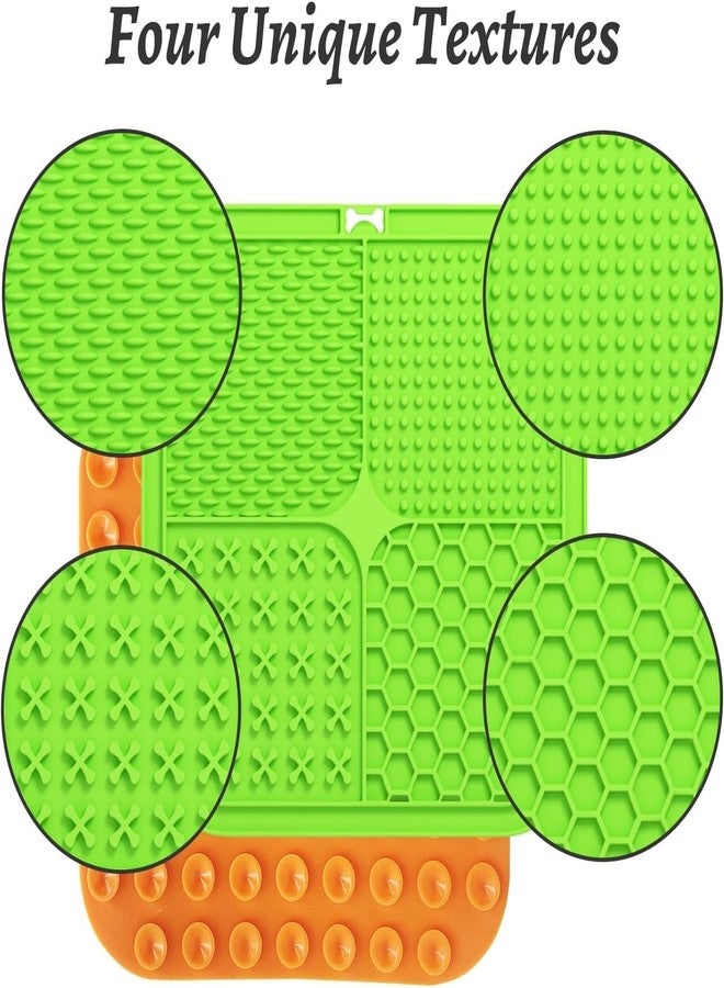 Minitul Lick Mats for Dogs & Cats - 2 Pack Licking Pad with Suction Cups for Dog Anxiety Relief, Slow Feeder Dog Bowls, Perfect for Bathing Grooming and Training (Green/Blue + Spatula & Brush) - Image 2